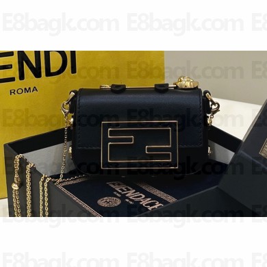 Fendi Fendace Nano Baguette Bag Charm Leather Black 2023