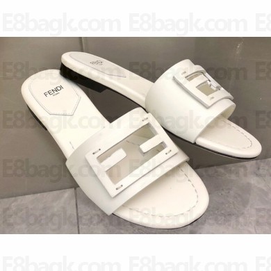 Fendi Baguette leather slides White 2023