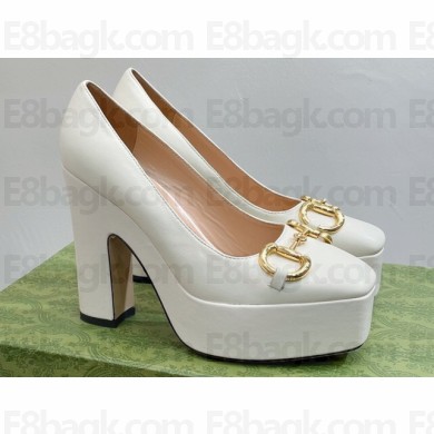 Gucci Heel 12cm Platform 3.5cm pumps with Horsebit White 2023