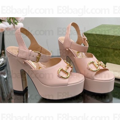 Gucci Heel 12cm Platform 3.5cm Sandals with Horsebit Pink 2023