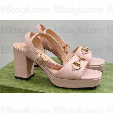 Gucci Heel Platform Sandals with Horsebit Pink 2023
