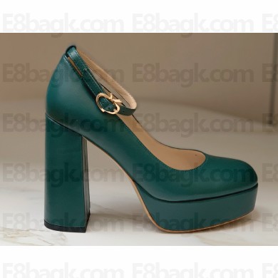 Gianvito Rossi Heel 11.5cm Platform 3.5cm Manila Pumps Leather Dark Green 2023