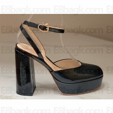 Gianvito Rossi Heel 11.5cm Platform 3.5cm Slingback Pumps Leather Patent Black 2023