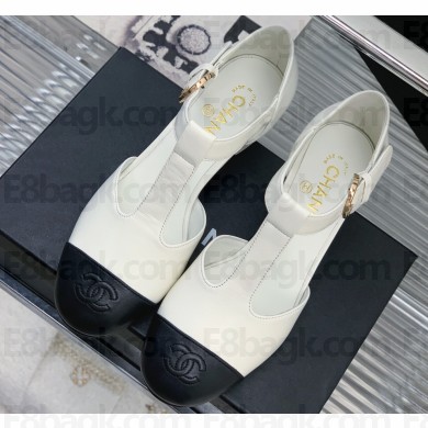 Chanel Heel 2cm Leather Round Toe Mary Janes White 2023