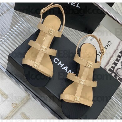 Chanel Heel 5cm CC Logo Sandals Beige 2023