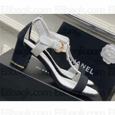 Chanel Heel 4.5cm Lambskin and Grosgrain Sandals White 2023