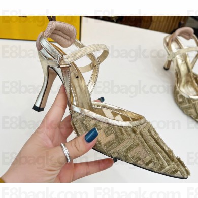Fendi Colibrì Lite mesh high-heeled slingbacks Gold 2023