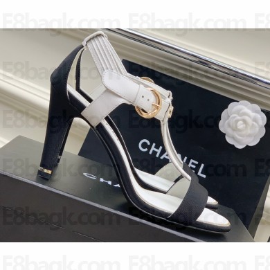 Chanel Heel 9cm Lambskin and Grosgrain Sandals White 2023