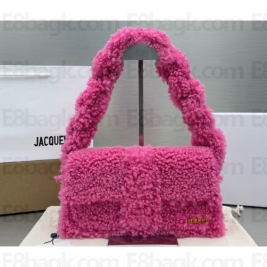 Jacquemus Le Bambidou Shearling flap bag 2036 Fuchsia