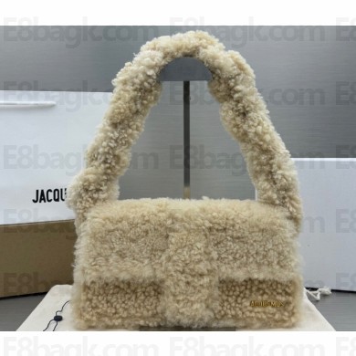 Jacquemus Le Bambidou Shearling flap bag 2036 Beige