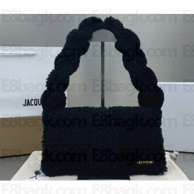Jacquemus Le Bambidou Shearling flap bag 2036 Black