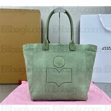 Isabel Marant Yenky Logo Tote Bag Suede Light Green