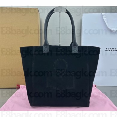 Isabel Marant Yenky Logo Tote Bag Suede Black