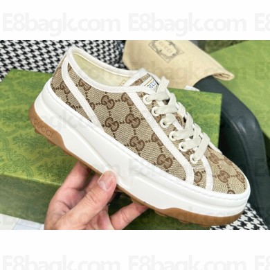 Gucci Heel 5cm GG canvas Low-top Sneakers 746766 Beige 2023
