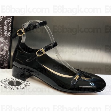 Dior Heel 3.5cm Patent Calfskin Aime Dior Ballerina Pumps Black 2023