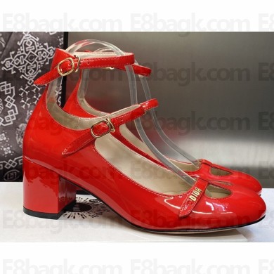 Dior Heel 7cm Patent Calfskin Aime Dior Pumps Red 2023