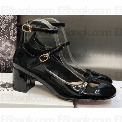 Dior Heel 7cm Patent Calfskin Aime Dior Pumps Black 2023