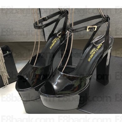 Saint Laurent Heel 13.5cm Platform 4cm jodie Sandals Patent Black 2023