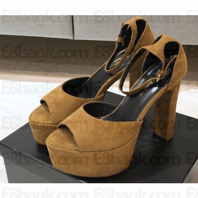 Saint Laurent Heel 13.5cm Platform 4cm jodie Sandals Suede Brown 2023