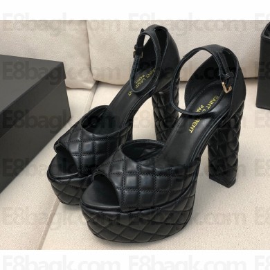 Saint Laurent Heel 13.5cm Platform 4cm jodie Sandals Quilted Black 2023