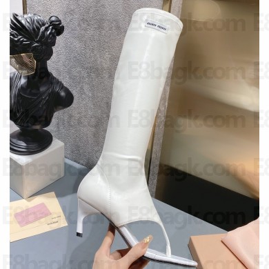 Miu Miu Heel 5cm Stretch leather thong boots White 2023
