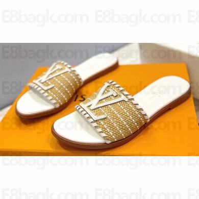 Louis Vuitton Raffia Flat Mules White 2023