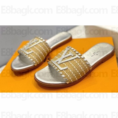Louis Vuitton Raffia Flat Mules Silver 2023
