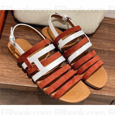Hermes Ephese sandals in calfskin Brown/White 2023