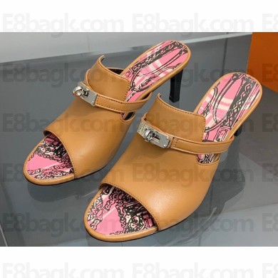 Hermes Heel 7cm Cute sandals Brown 2023
