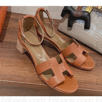 Hermes Heel 5cm Encens sandals in calfskin Brown 2023