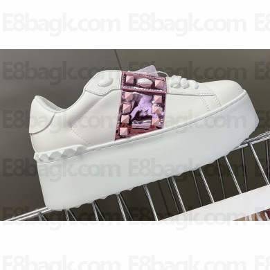 Valentino Heel 6cm platform Rockstud Untitled sneakers in calfskin White/Purple 2023