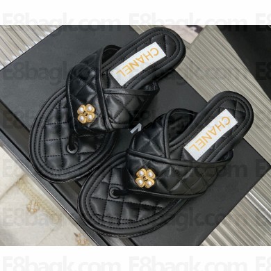 Chanel Lambskin FLIP-FLOPS Mules G40118 Black 2023