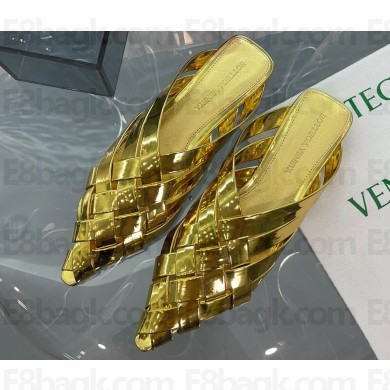 Bottega Veneta Open-back Intreccio leather Alfie Slippers Gold 2023