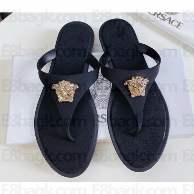 Cheap Sale Versace Medusa Thong Sandals Black 2023