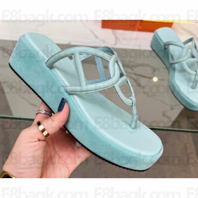 Cheap Sale Hermes Gipsy sandals in Nappa leather with platform Pale Blue 2023