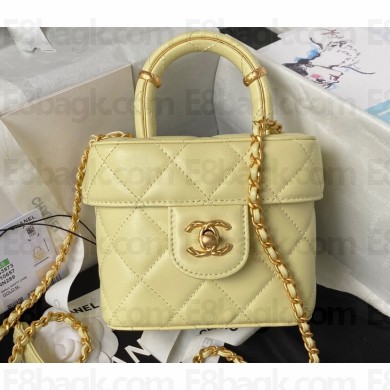 Chanel Small Vanity Case Bag AS3973 Lambskin Yellow 2023