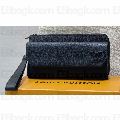 Louis Vuitton LV Aerogram cowhide leather New Long Wallet M69831 Black