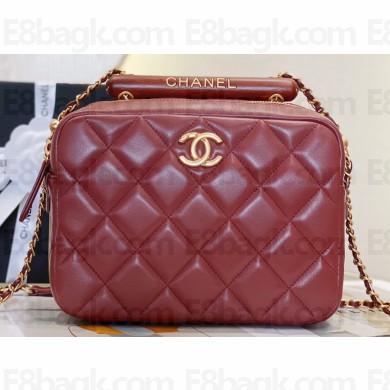 Chanel Wood Handle Bowling Bag Burgundy 2023