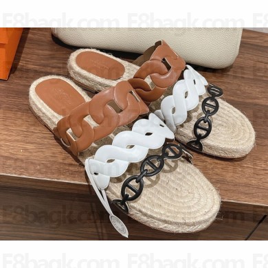 Hermes leather Gwen espadrille Sandals Brown 2023
