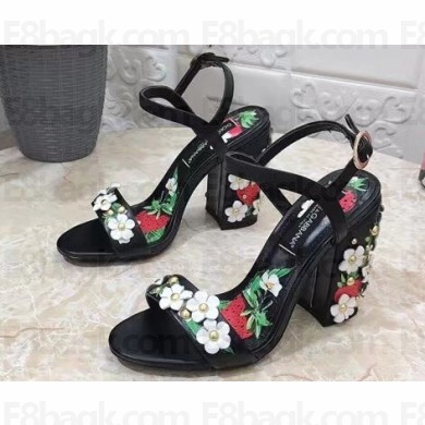 Dolce & Gabbana Heel 10.5cm print Floral sandals Black 2023