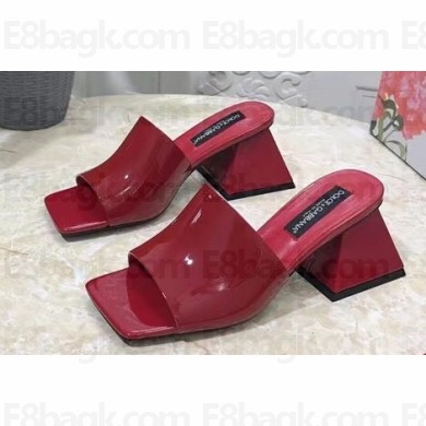 Dolce & Gabbana geometric Heel 6.5cm Patent leather mules Red 2023