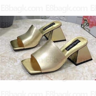 Dolce & Gabbana geometric Heel 6.5cm leather mules Gold 2023