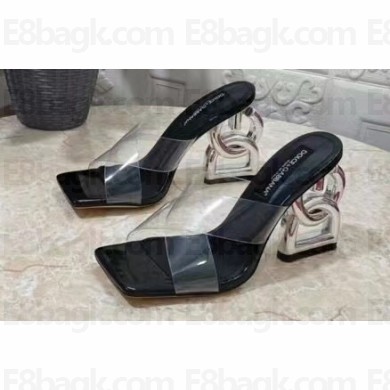 Dolce & Gabbana DG Pop Heel 10.5cm criss-cross straps Mules PVC Black 2023