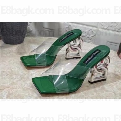 Dolce & Gabbana DG Pop Heel 10.5cm criss-cross straps Mules PVC Green 2023