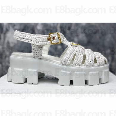 Prada Monolith raffia sandals White 2023