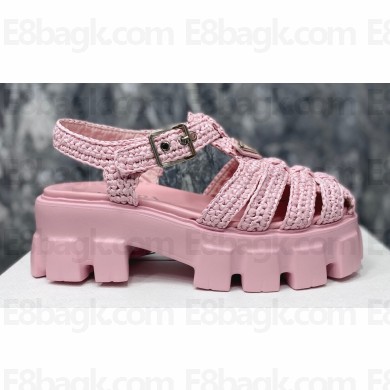 Prada Monolith raffia sandals Pink 2023
