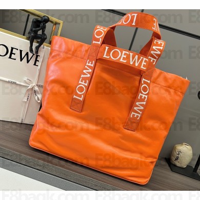 Loewe Fold Shopper Bag in paper calfskin Orange 2023