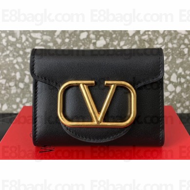Valentino Small Loco Wallet in Calfskin Black 2023
