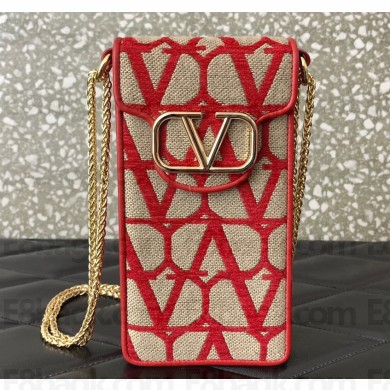 Valentino Loco Phone Case With Chain Bag in Toile Iconographe Red 2023