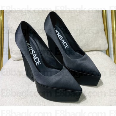 Versace Heel 15cm Platform 6cm Tempest Pumps Satin Black 2023